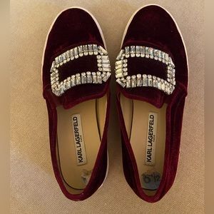 Maroon Karl Lagerfeld Slip-On Sneakers with gems (Size 6.5)